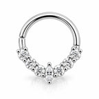18K Gold Moissanite Marquise Crown 9mm Daith & Septum Ring
