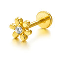 18K Gold Flower Labret with VVS D Color Lab Diamond