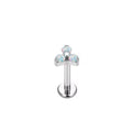 Natural Titanium 16G (1.2MM) Internally Threaded Opal Trinity Piercing Stud