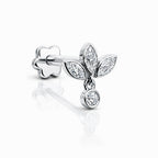 18K Gold Moissanite Lotus Dangle Flat-Back Stud