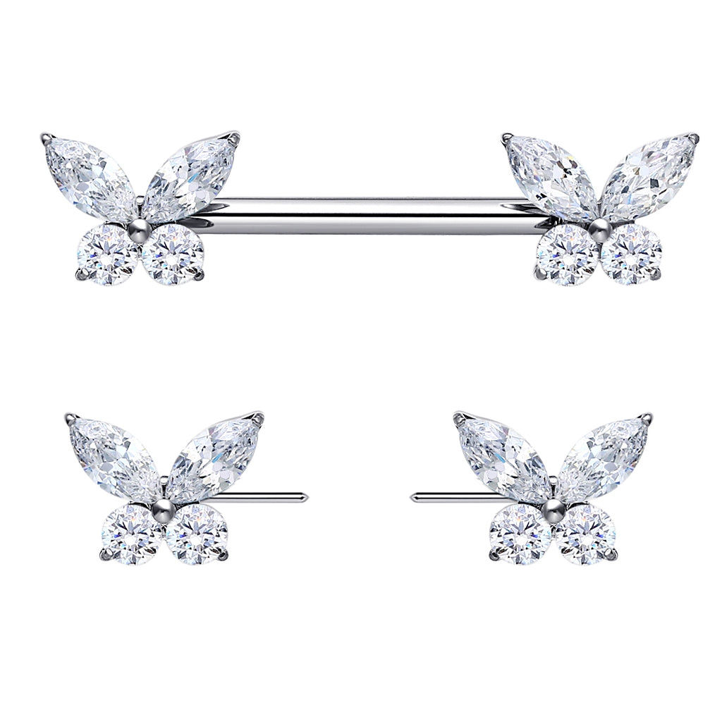 ASTM F136 Titanium Butterfly Nipple Piercing Jewelry 