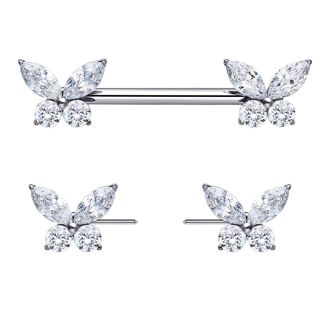 ASTM F136 Titanium Butterfly Nipple Piercing Jewelry 