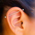 18K White Gold Industrial Barbell Piercing – 38mm, 14G