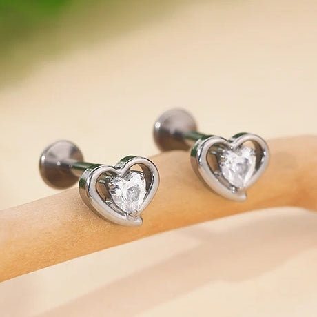 ASTM F136 Titanium 16G (1.2MM) Internally Threaded Small Heart Piercing Stud