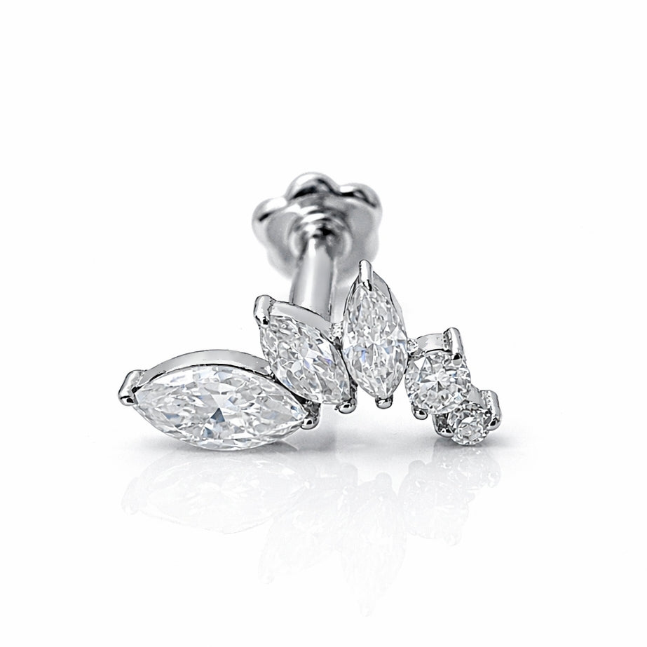 18k Gold Moissanite Ascending Petal Flat Back Stud