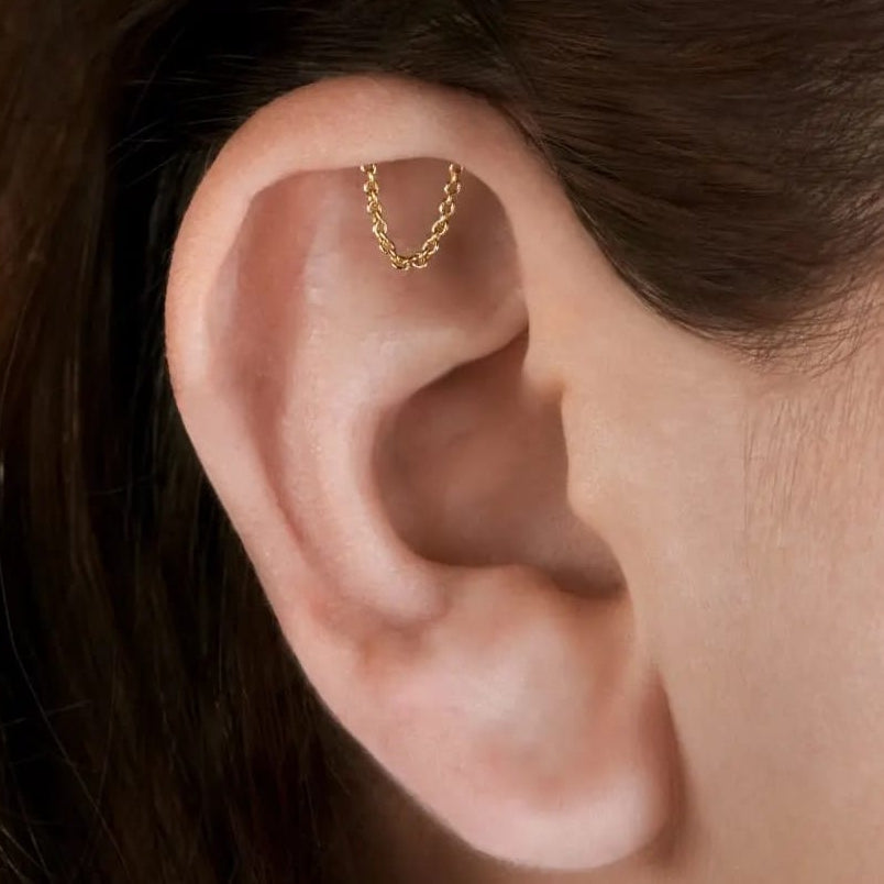 Solid Gold 18G Push Pin Lock Hidden Helix Piercing Jewelry