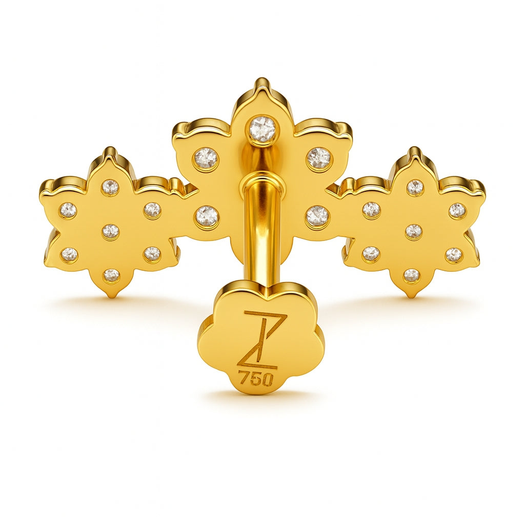 18K Yellow Gold Moissanite Cluster Stud – Internally Threaded (Sold Per Piece)