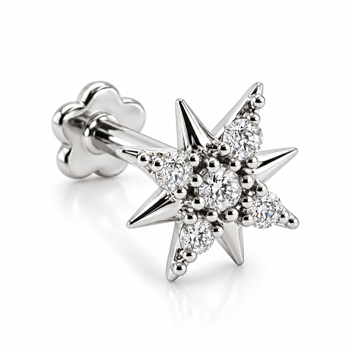18K Gold Celestial Star Moissanite Piercing Stud