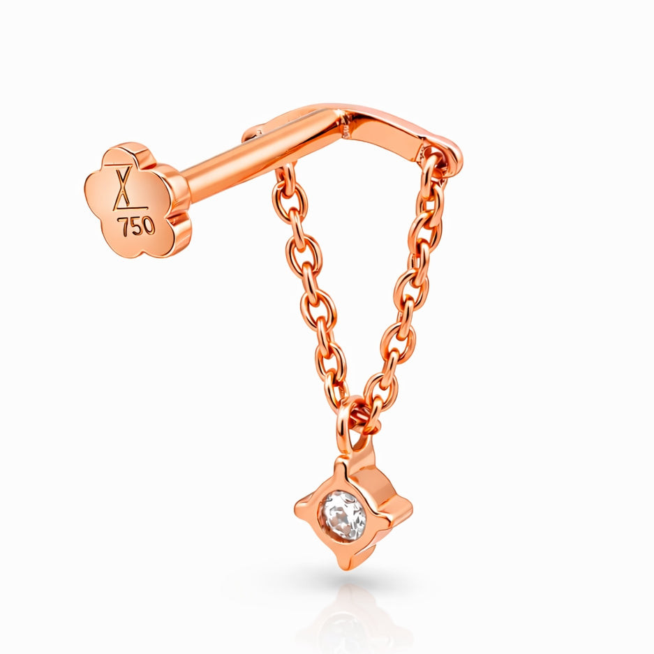 18K Rose Gold Hidden Helix Chain Stud