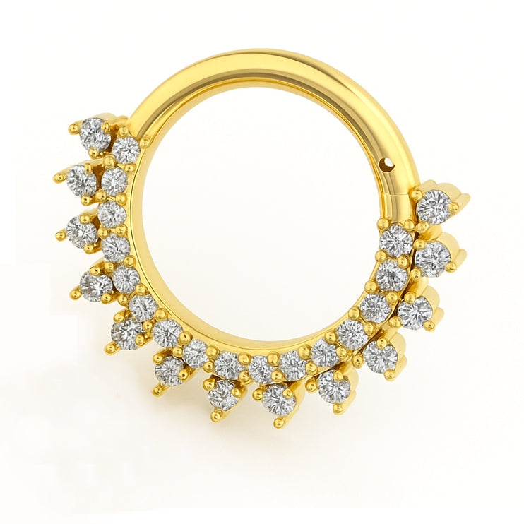 18k Gold Diamond Daith &amp; Septum Piercing Hoop 16G 8MM