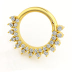 18k Gold Diamond Daith &amp; Septum Piercing Hoop 16G 8MM