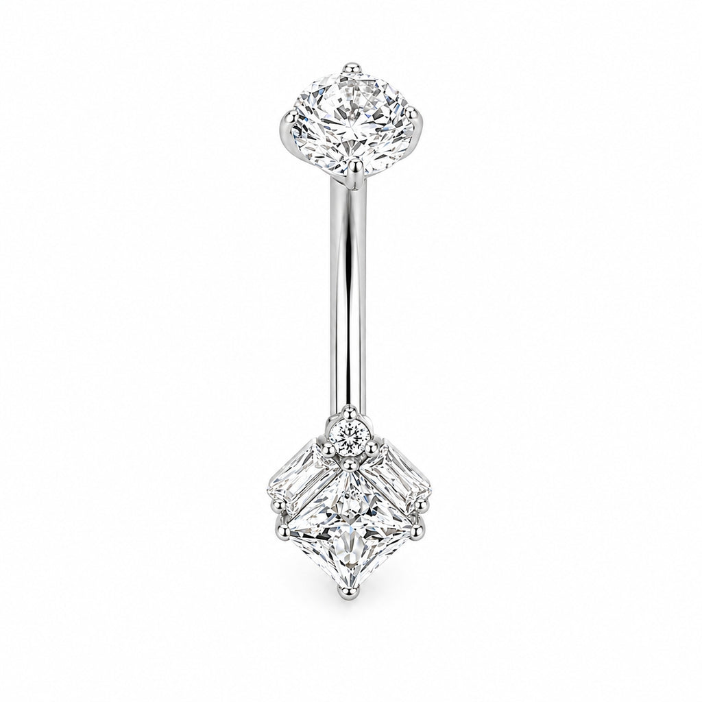 Titanium Belly Piercing with CZ Stones