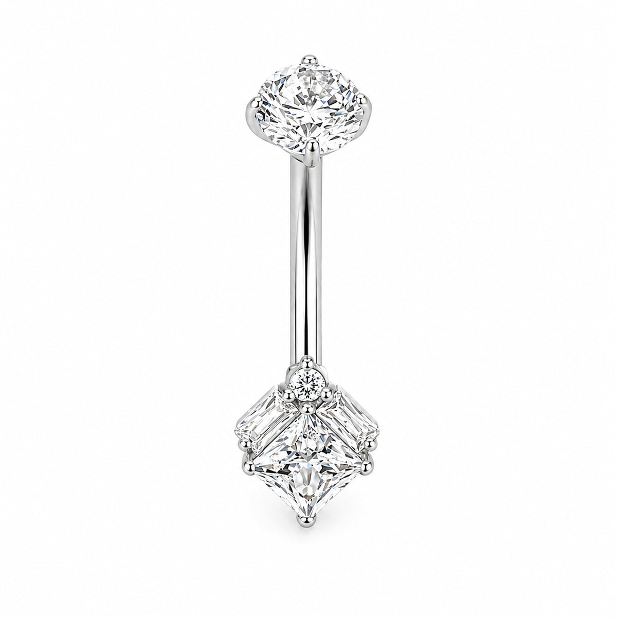 Titanium Belly Piercing with CZ Stones
