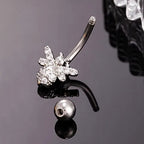 ASTM F136 Titanium 14G (1.6MM) Externally Threaded White Bee Shape Belly Button Piercing 12MM