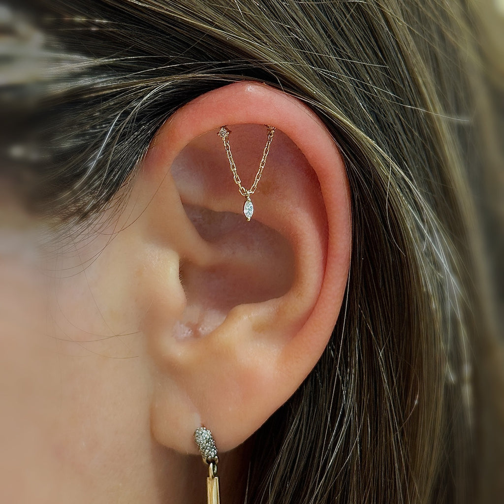 18K Rose Gold Hidden Helix Piercing with Certified Lab-Grown Diamonds