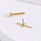 18K Solid Gold 18G Threadless Push Pin Flat Back Dager Stud