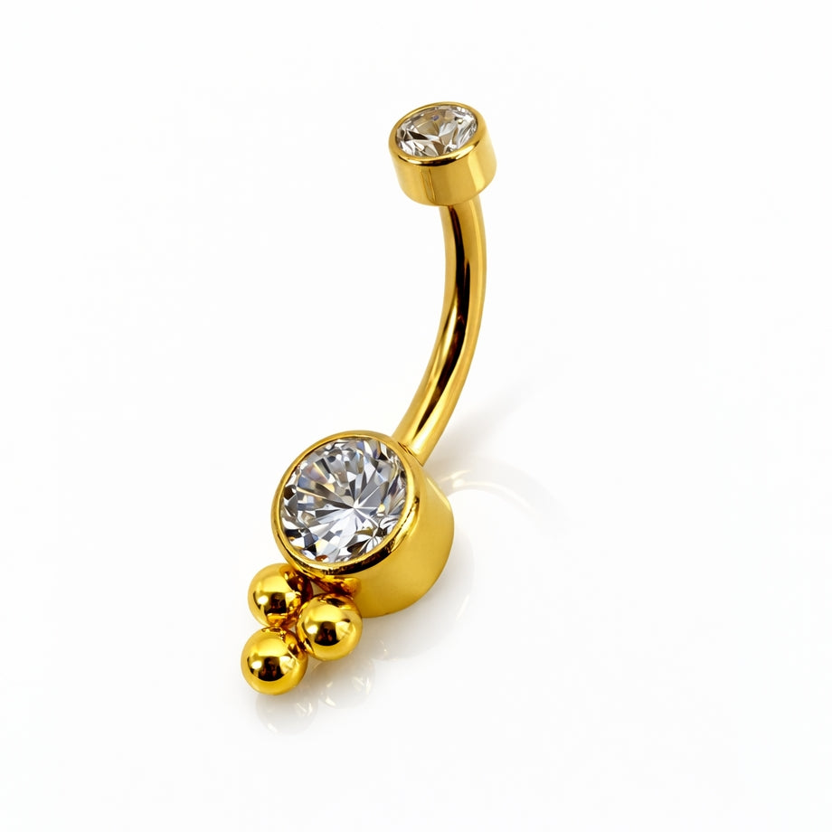 Titanium Belly Button Ring with Triple Ball Accent