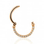 18K Rose Gold Diamond Hinged Clicker – For Daith &amp; Septum Piercings