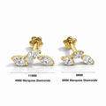 18K Gold Triple Marquise Diamond Stud (Sold Per Piece)