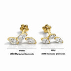 18K Gold Triple Marquise Diamond Stud (Sold Per Piece)