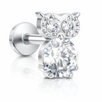Owl Design Titanium Flat Back Stud – CZ Stones