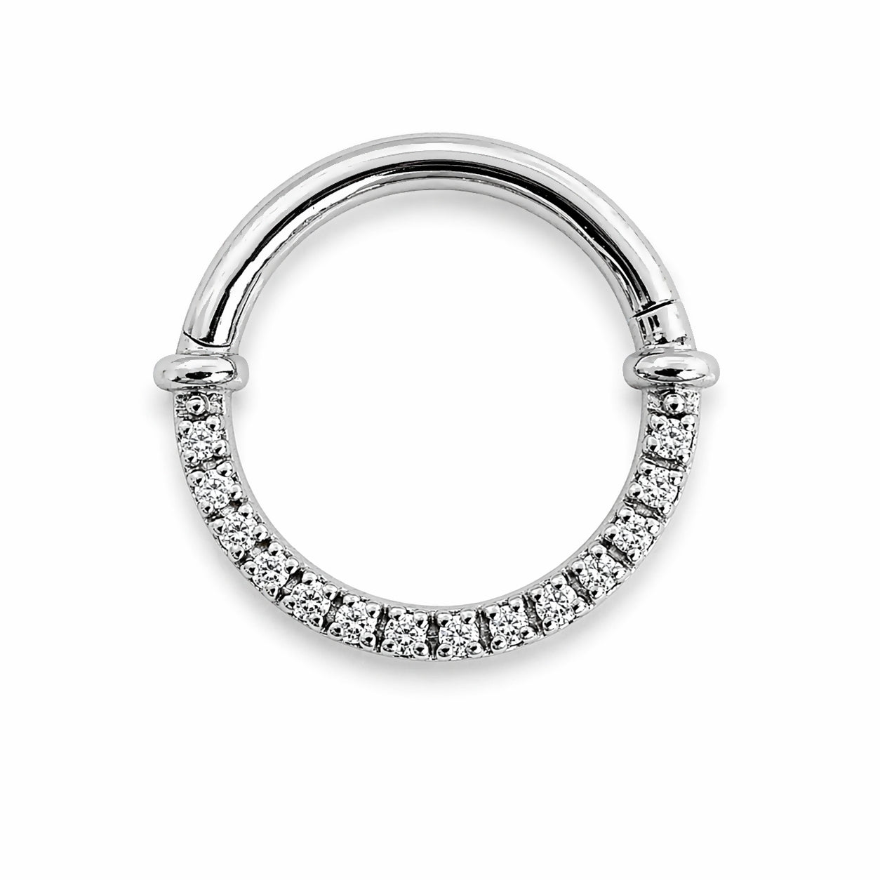 18K Yellow Gold Lab Diamond Hinged Clicker – For Daith &amp; Septum Piercings