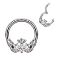Titanium Heart in Hand Daith &amp; Septum Piercing Hoop 16G 8MM