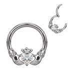 Titanium Heart in Hand Daith &amp; Septum Piercing Hoop 16G 8MM