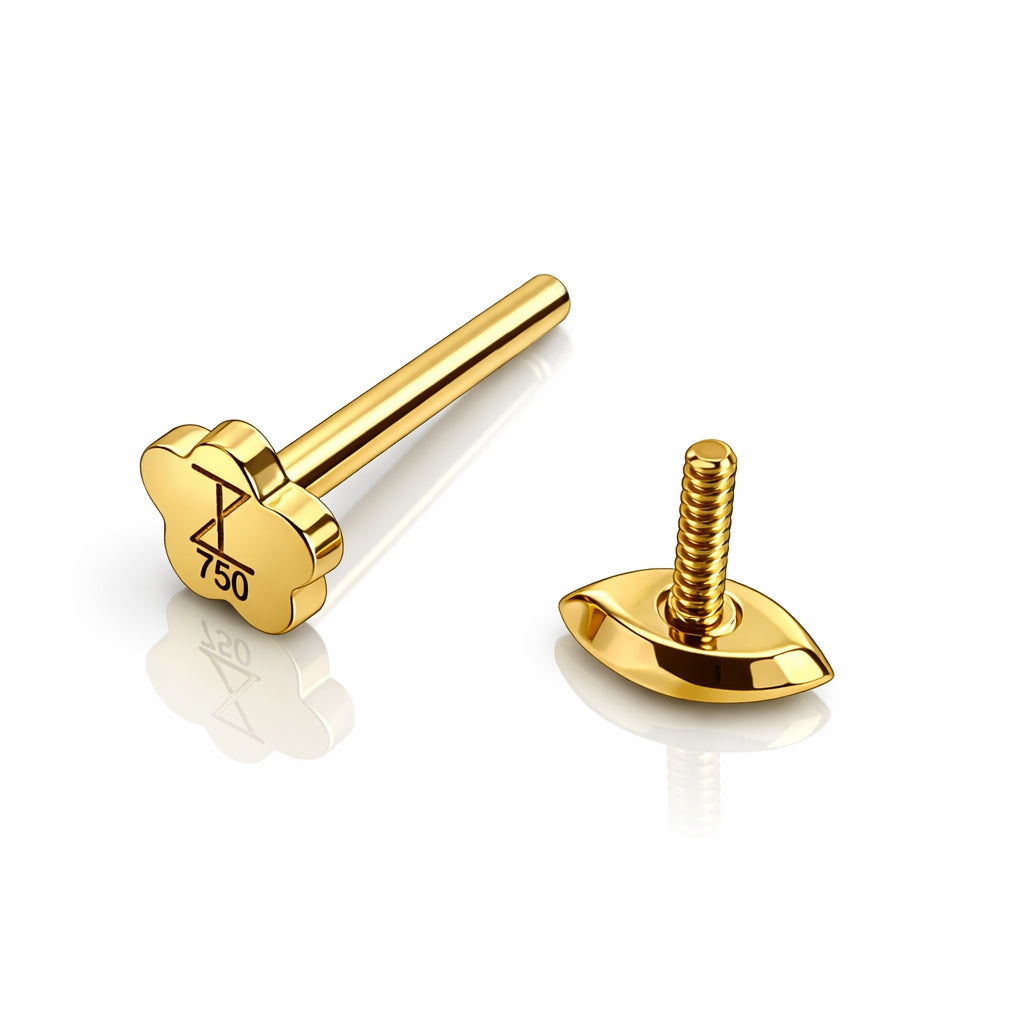 Marquise Solid Gold Flat Back Stud