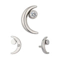 Titanium 16G Internally Threaded Labret Moon with Crystal Stud