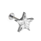 LAB_Star_05 ASTM F136 Titanium 16G (1.2MM) Internally Threaded Crystal Star Piercing Stud