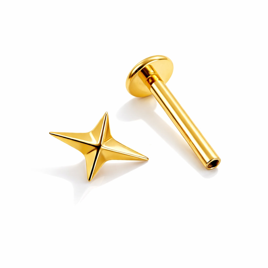 Titanium Star Flat-Back Labret (Internally Threaded)