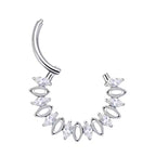 Natural Titanium Clicker Crystal Daith &amp; Septum Piercing Hoop 16G 8MM