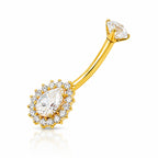 18K Gold Lab Diamond Teardrop Belly Piercing