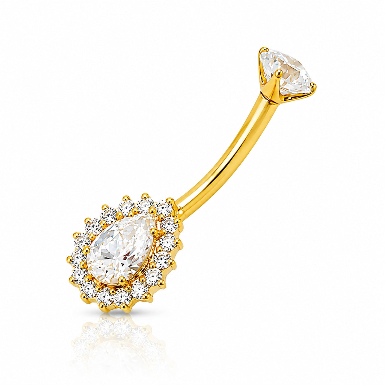18K Gold Lab Diamond Teardrop Belly Piercing