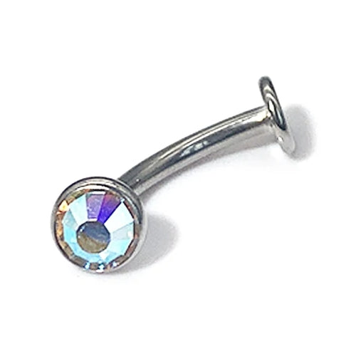 Titanium 14G (1.6MM) Internally Threaded Multicolor Crystal Floating Belly Button Piercing