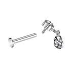 Titanium 16G (1.2mm) Internally Threaded Pear Drop Dangling Piercing Stud