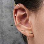 Titanium 16G (1.2MM) Hinged Lock Crystal Studded Piercing Hoop
