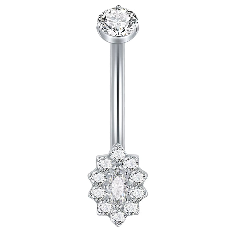 Premium Titanium Sunflower Belly Ring | 14G (1.6MM) | 10MM Bar