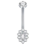 Premium Titanium Sunflower Belly Ring | 14G (1.6MM) | 10MM Bar