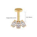 Vertical Helix Titanium Jewelry – 3 CZ Marquise Cluster