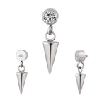 Natural Titanium 16G (1.2mm) Internally Threaded Spike Dangling Piercing Stud