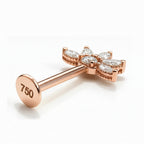 18K Rose Gold Lab Diamond Vertical Helix (Bugadi) Stud – Internally Threaded (Sold Per Piece)