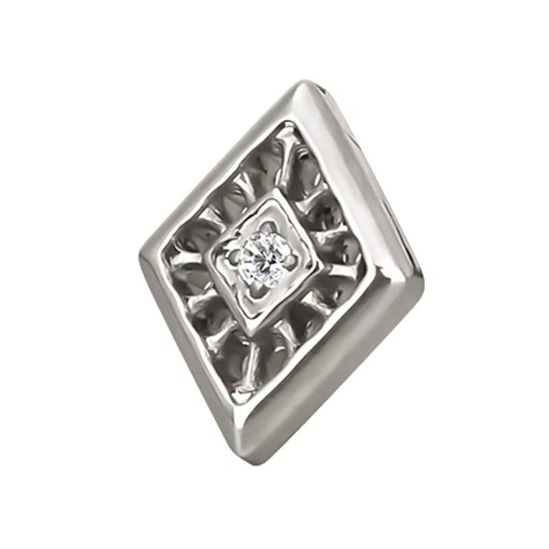 Titanium 16G (1.2MM) Internally Threaded Diamond Crystal Piercing Stud