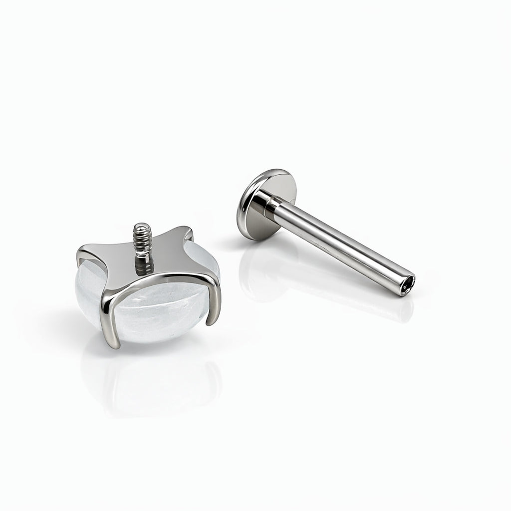 Moonstone Titanium Flat-Back Stud
