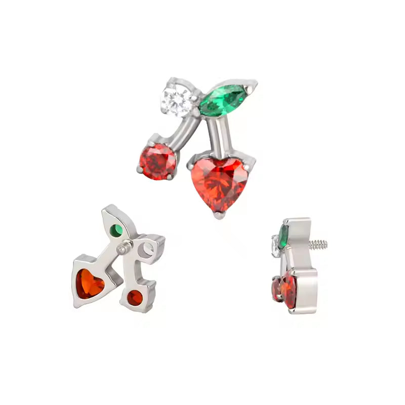 Titanium 16G (1.2MM) Internally Threaded Cherry Piercing Stud