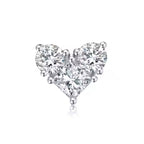 Titanium 16G (1.2MM) Internally Threaded Crystal Heart Piercing Stud