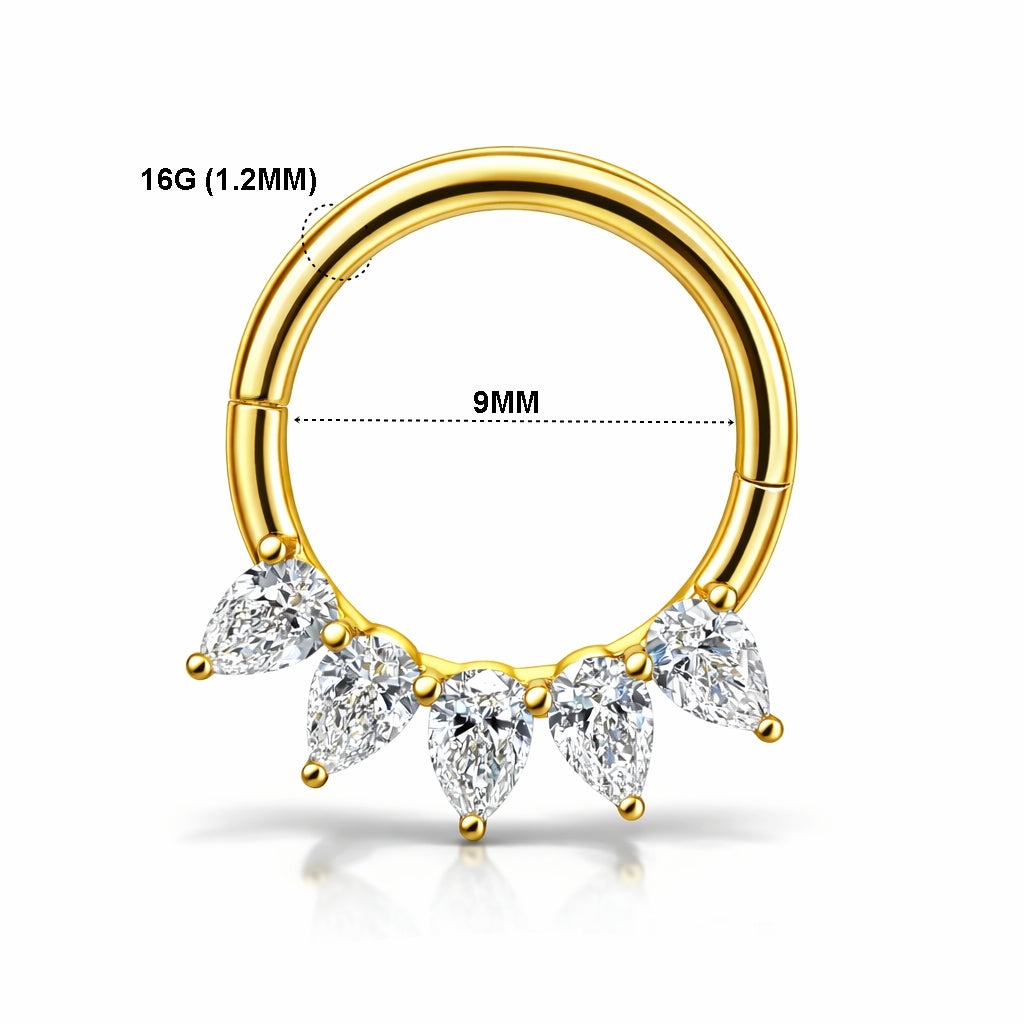 Pear Shape Lab Diamond Hinged Clicker Ring