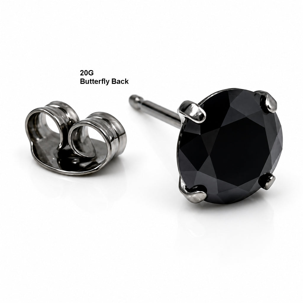 Titanium Black Solitaire Stud