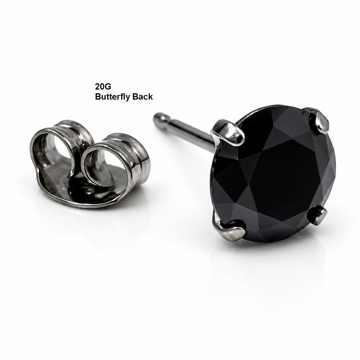 Titanium Black Solitaire Stud